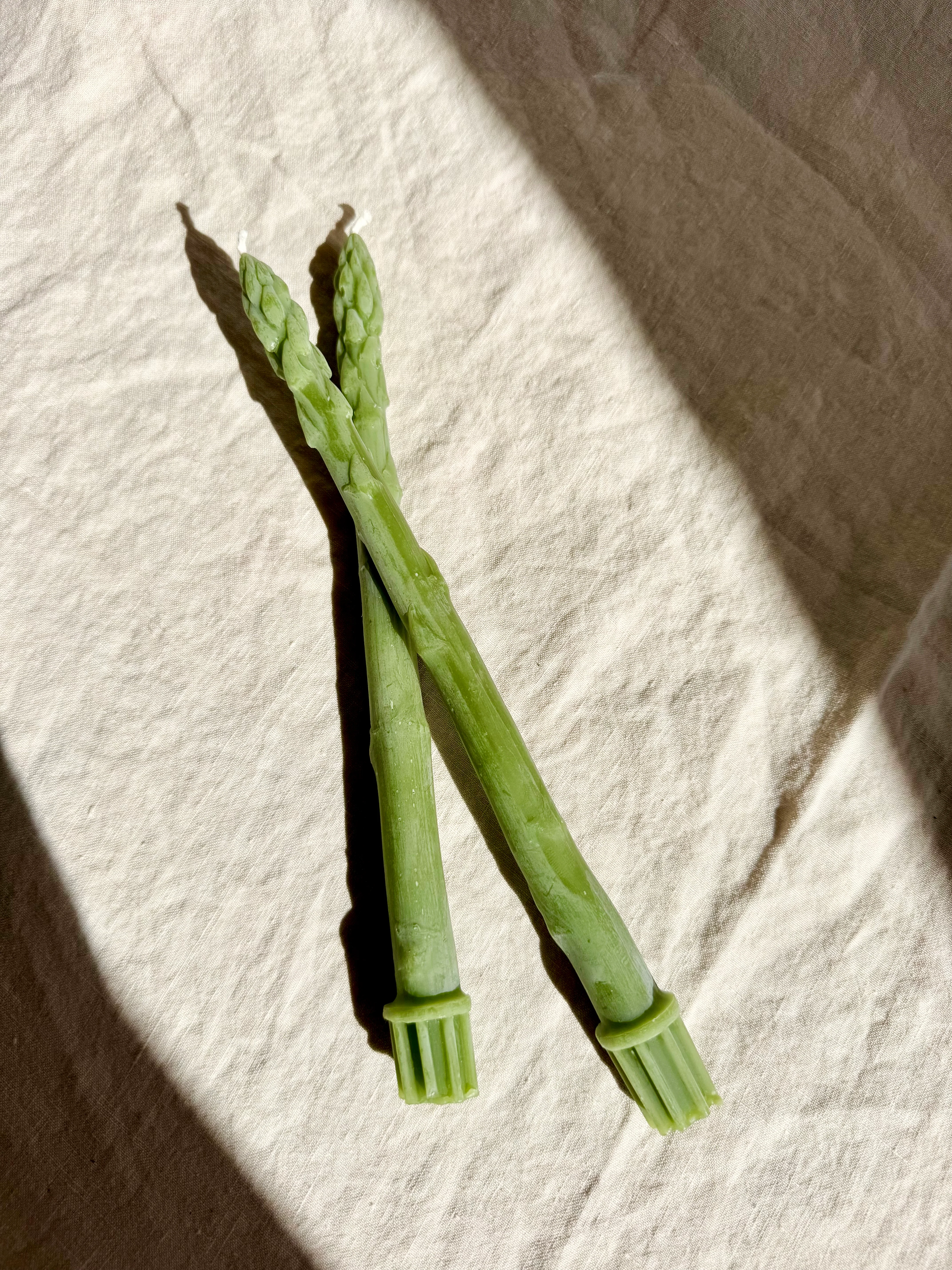 Asparagus Beeswax Taper Candles- S/2 - Image 2
