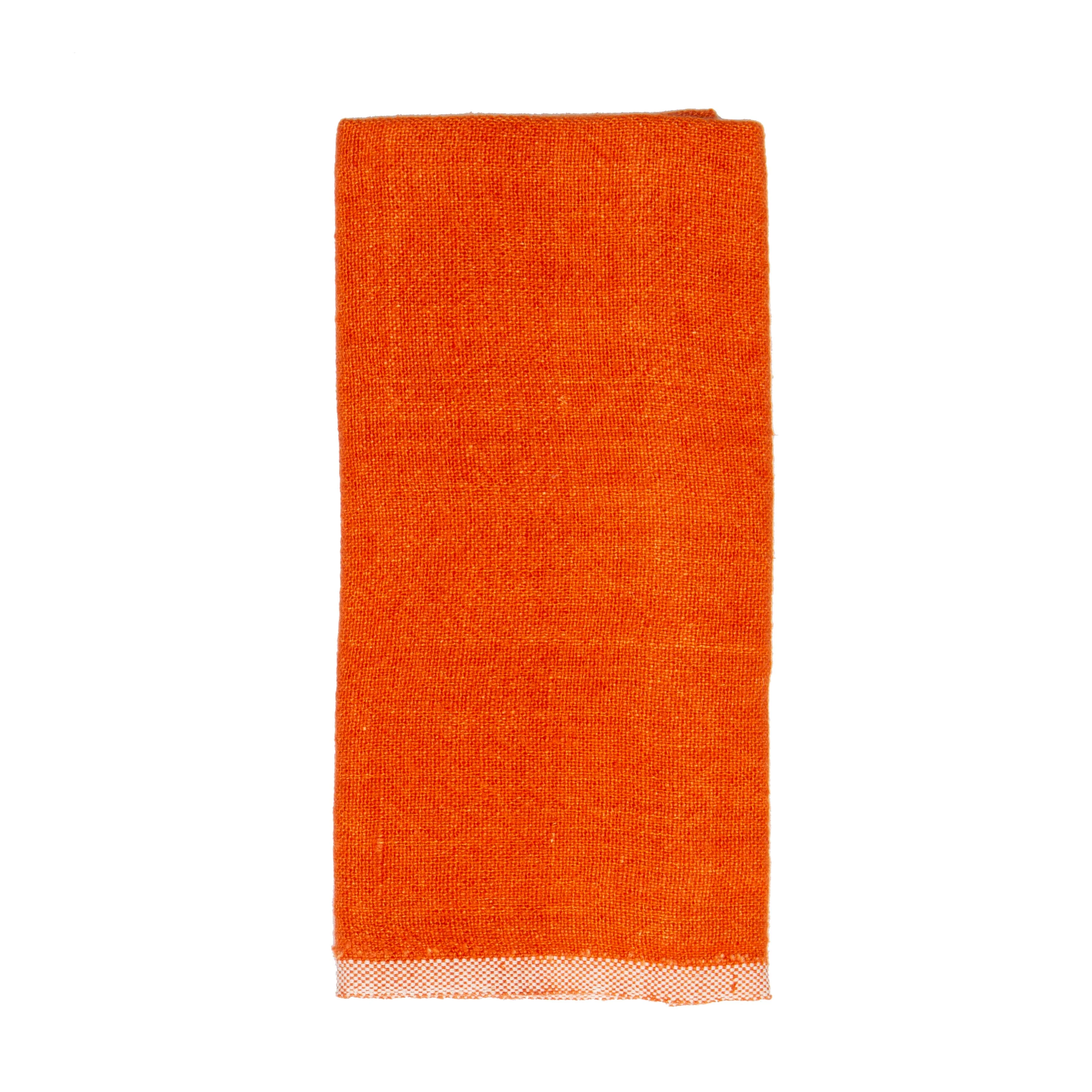 Chunky Linen Orange Towels 20x30 - Set of 2 - Image 3
