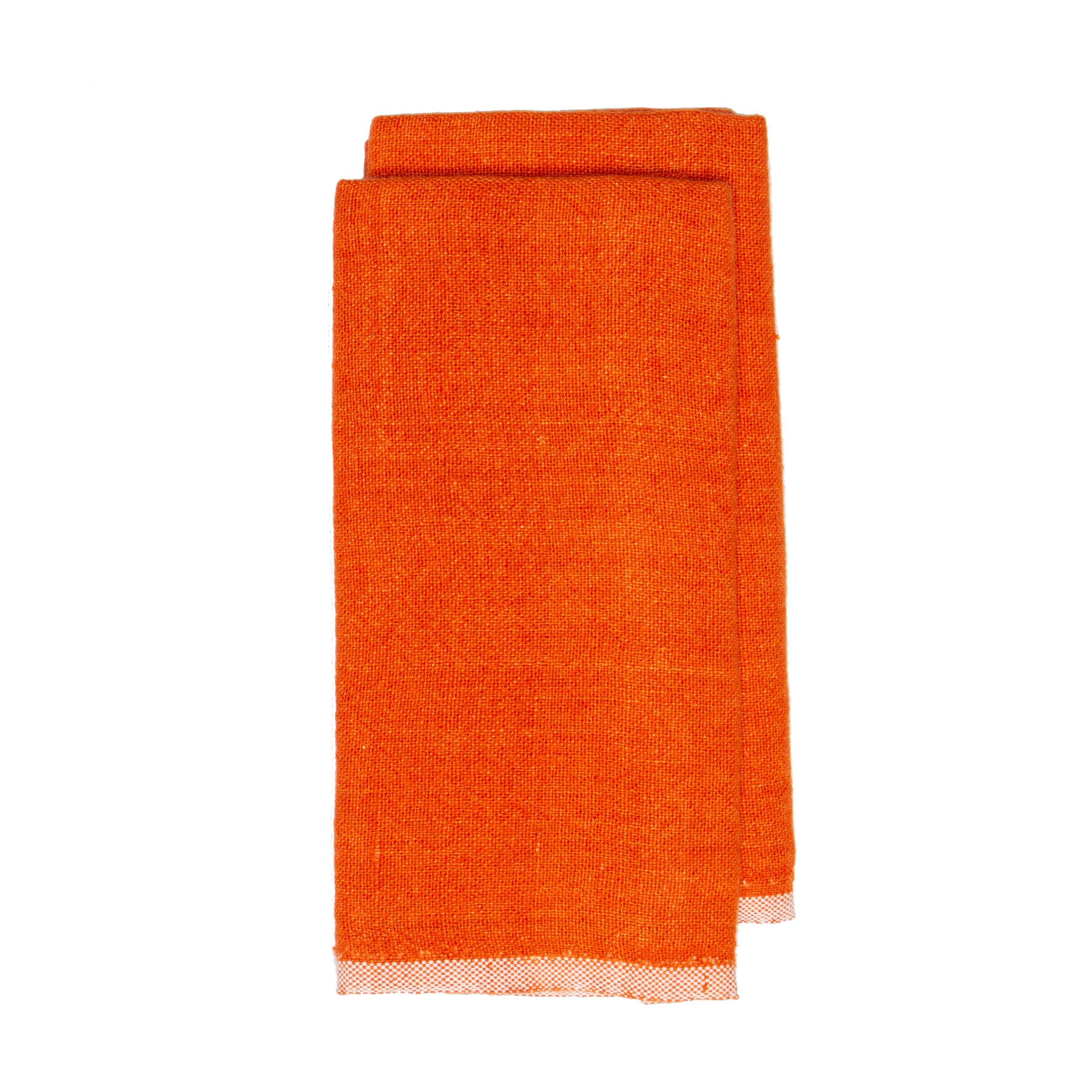 Chunky Linen Orange Towels 20x30 - Set of 2 - Image 4