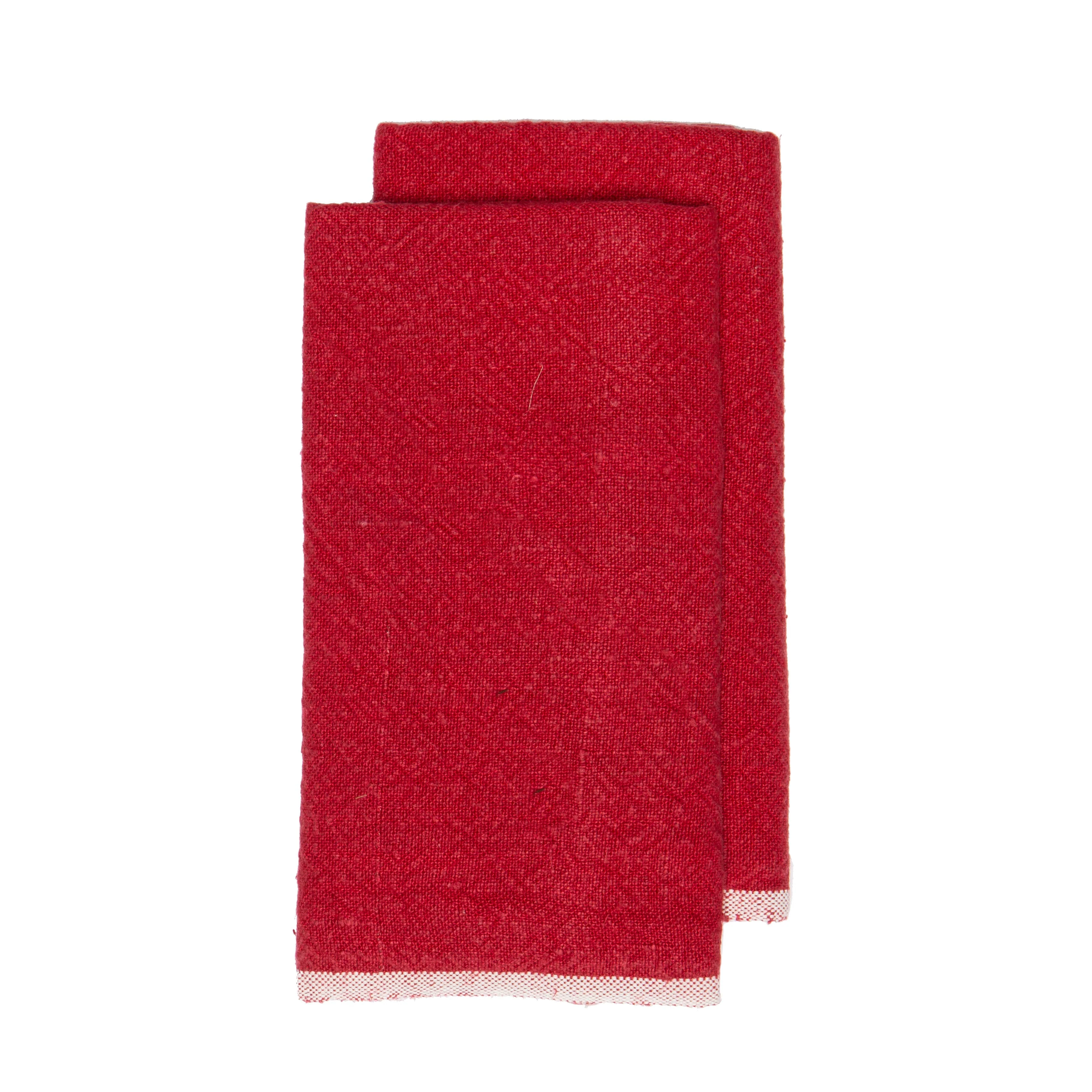 Russo Linen Kitchen Towels - Red - S/2 - Image 5