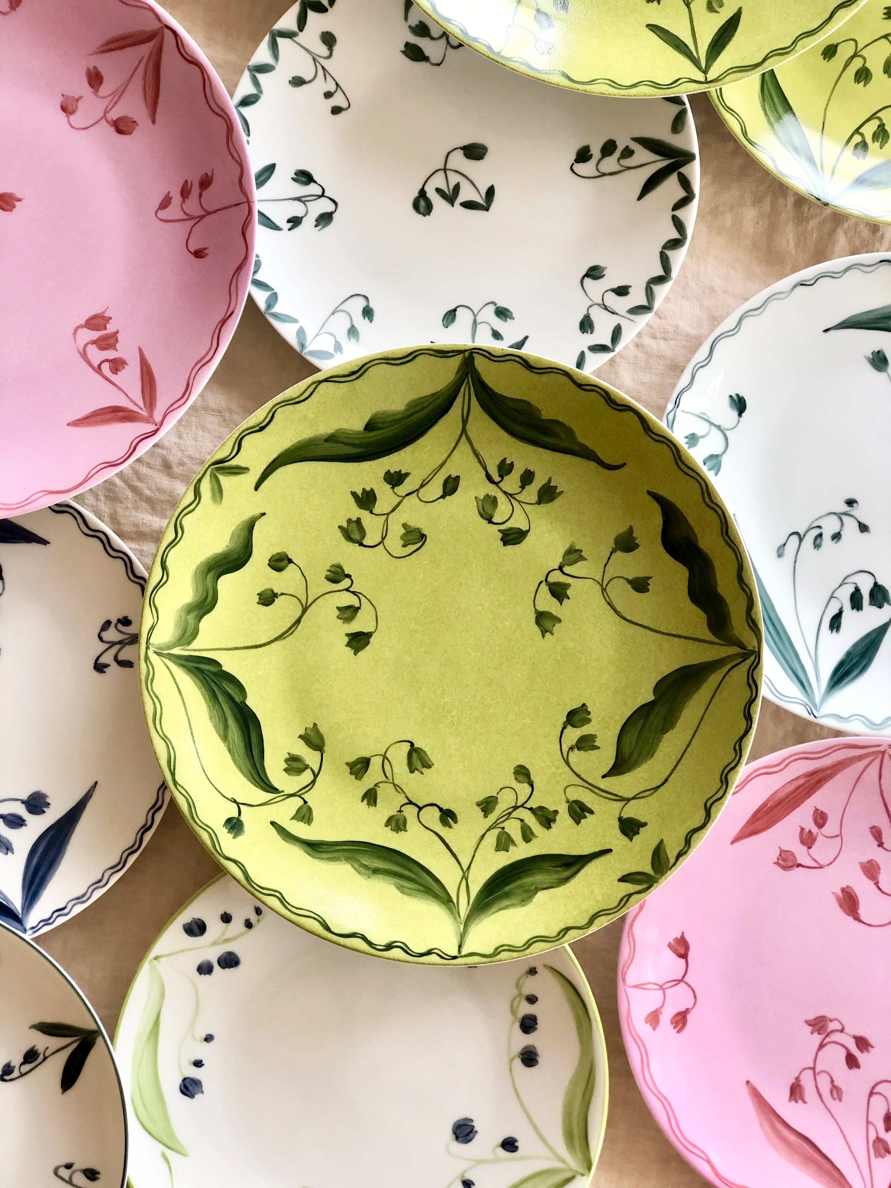 PRE-ORDER -Fête des Lys de la Vallée Dinner Plate - Spring Green- S/8 - Image 2