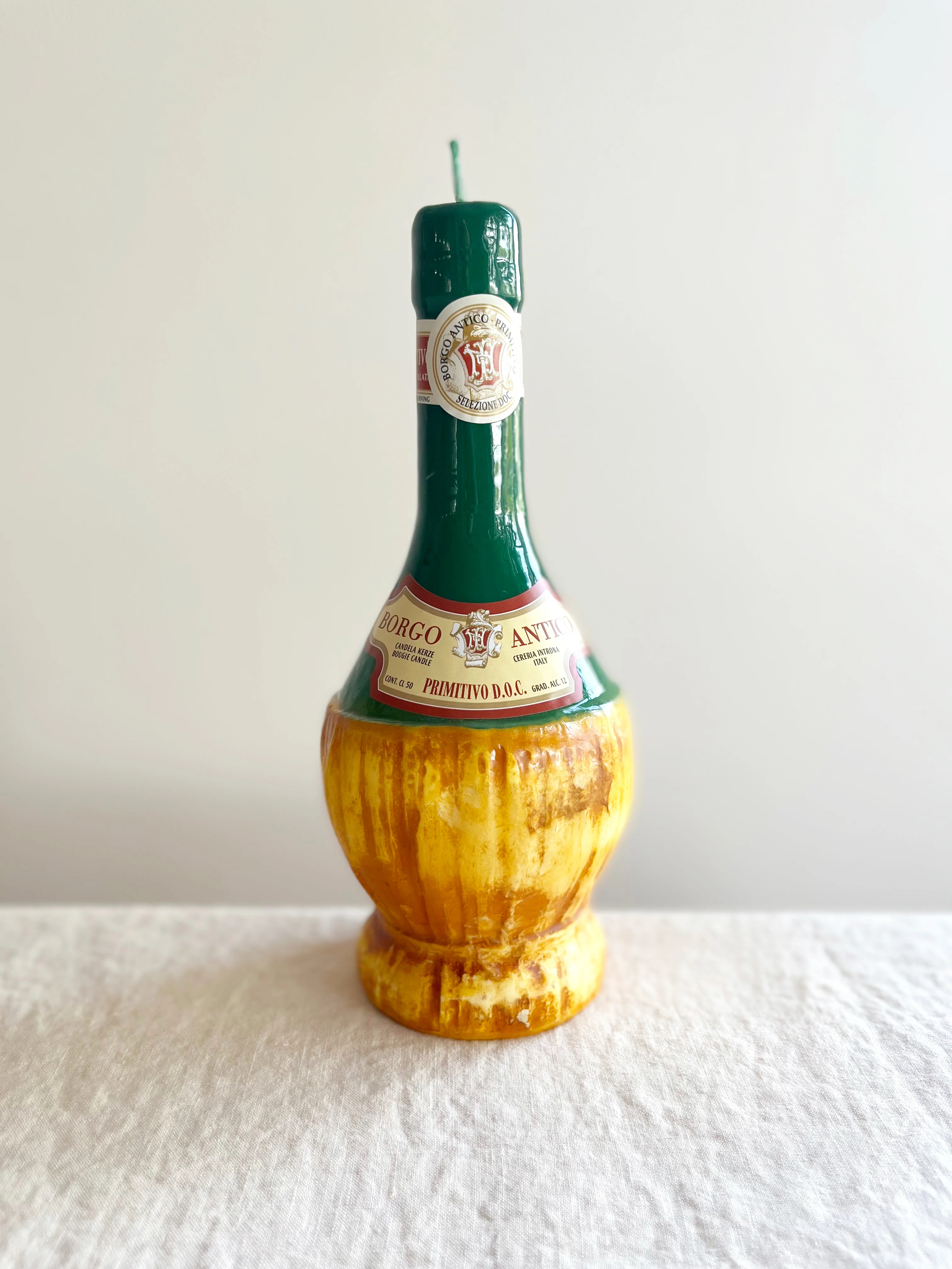 Fiaschetto Vino Wine Candle ~ Green - Image 2