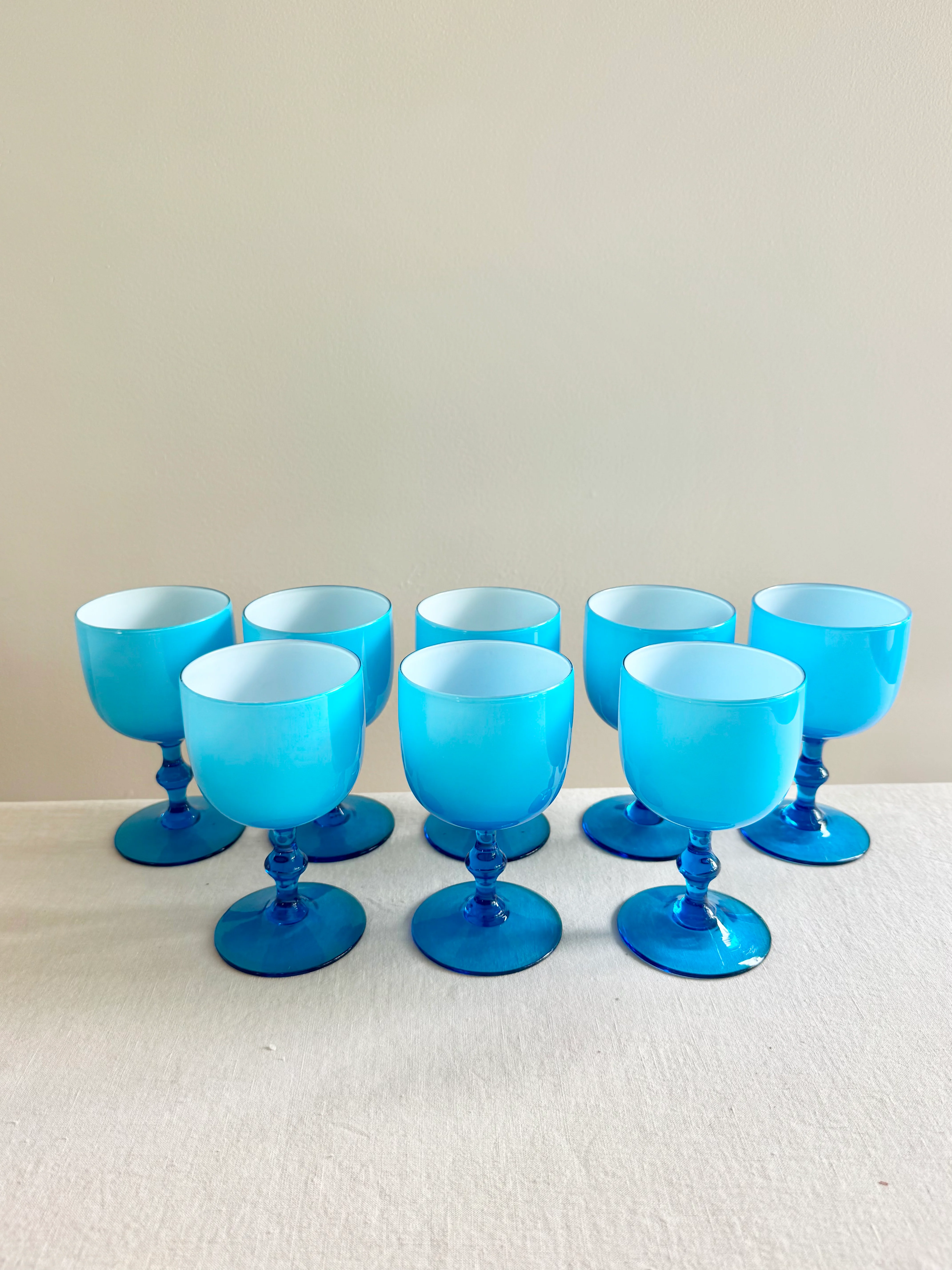 Historic Turquoise Opaline Goblets - S/8 - Image 2