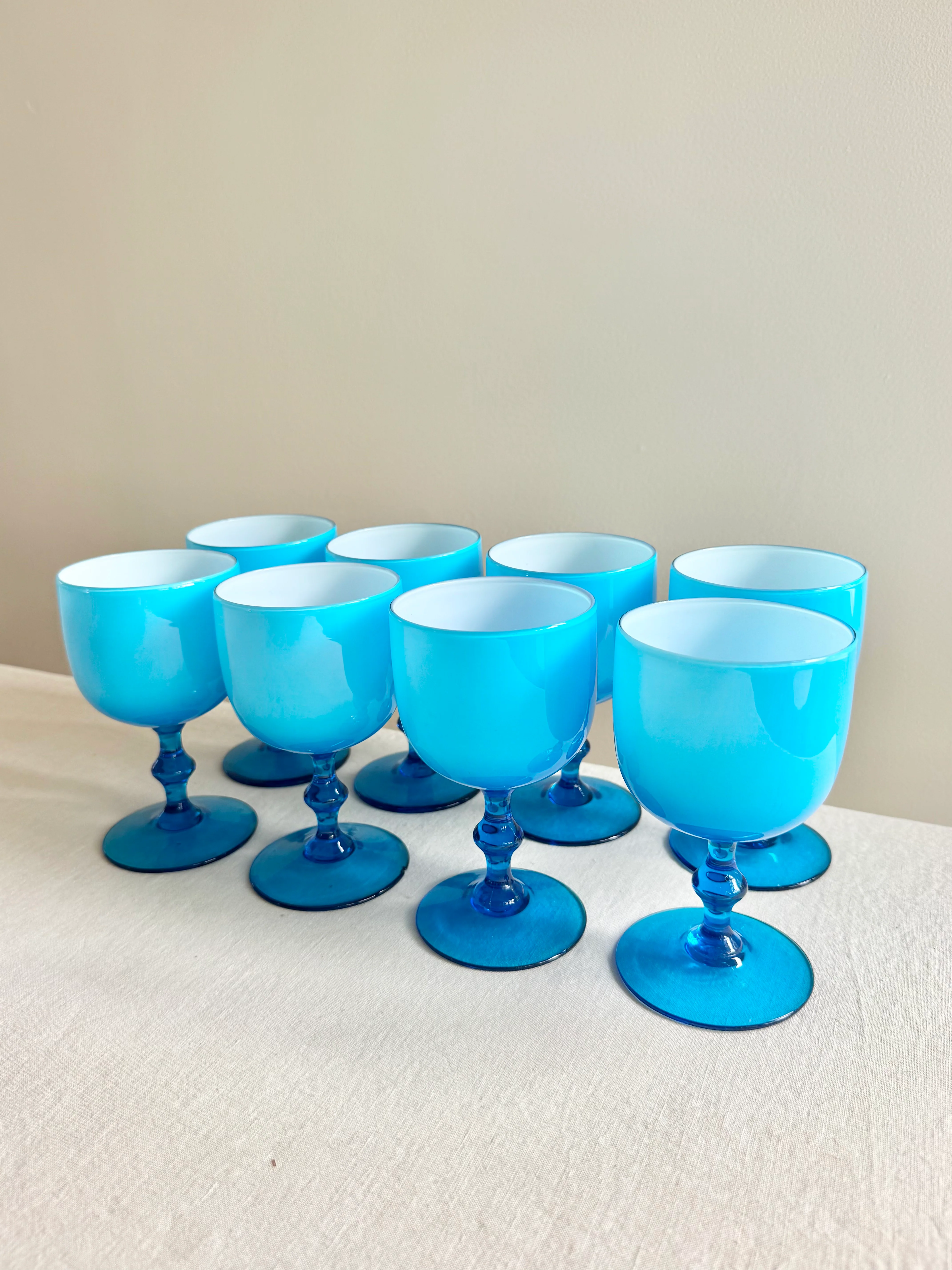 Historic Turquoise Opaline Goblets - S/8 - Image 4