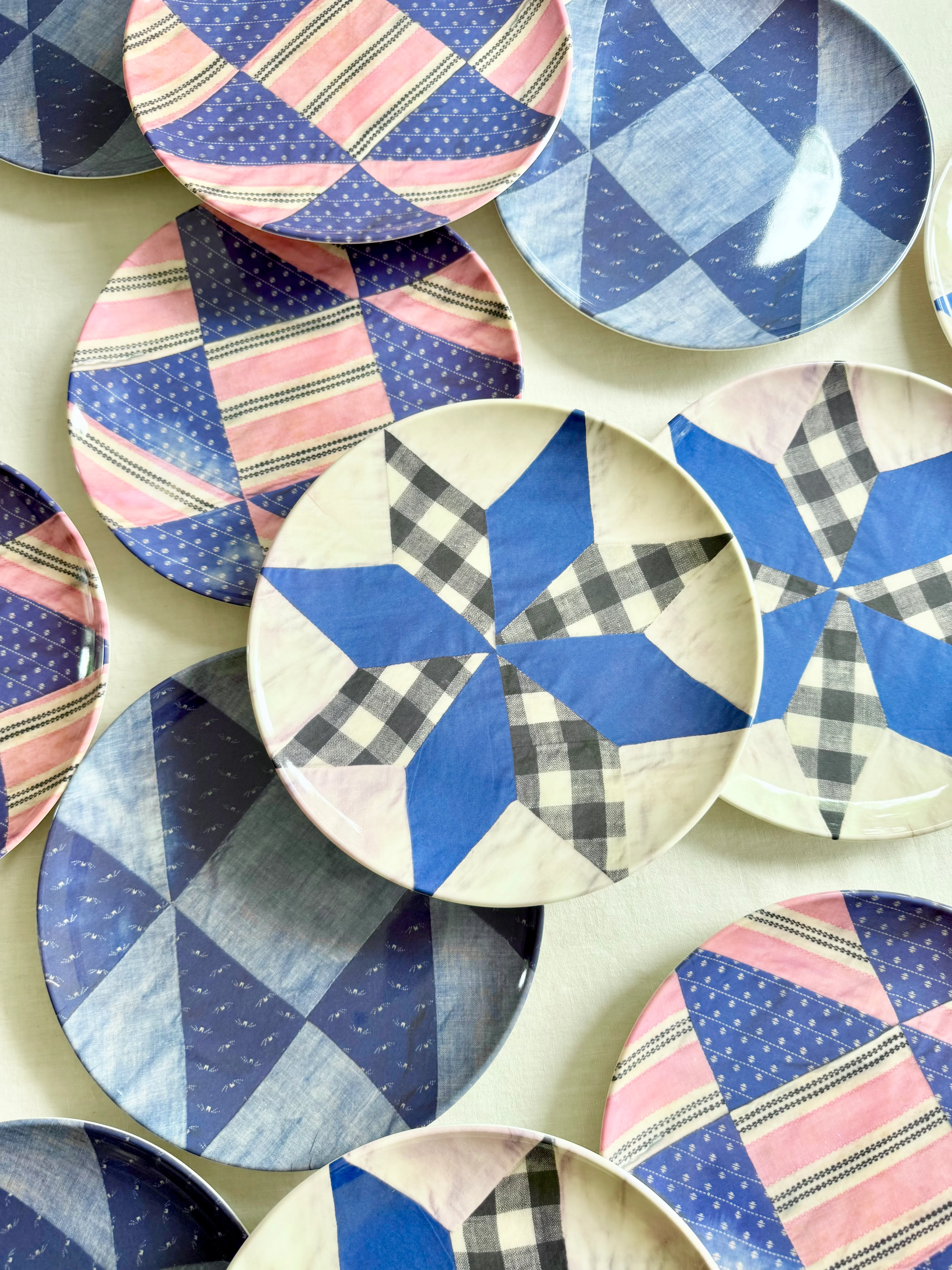 Quilted Kansas Melamine Dinner Plates - S/4 - Image 5