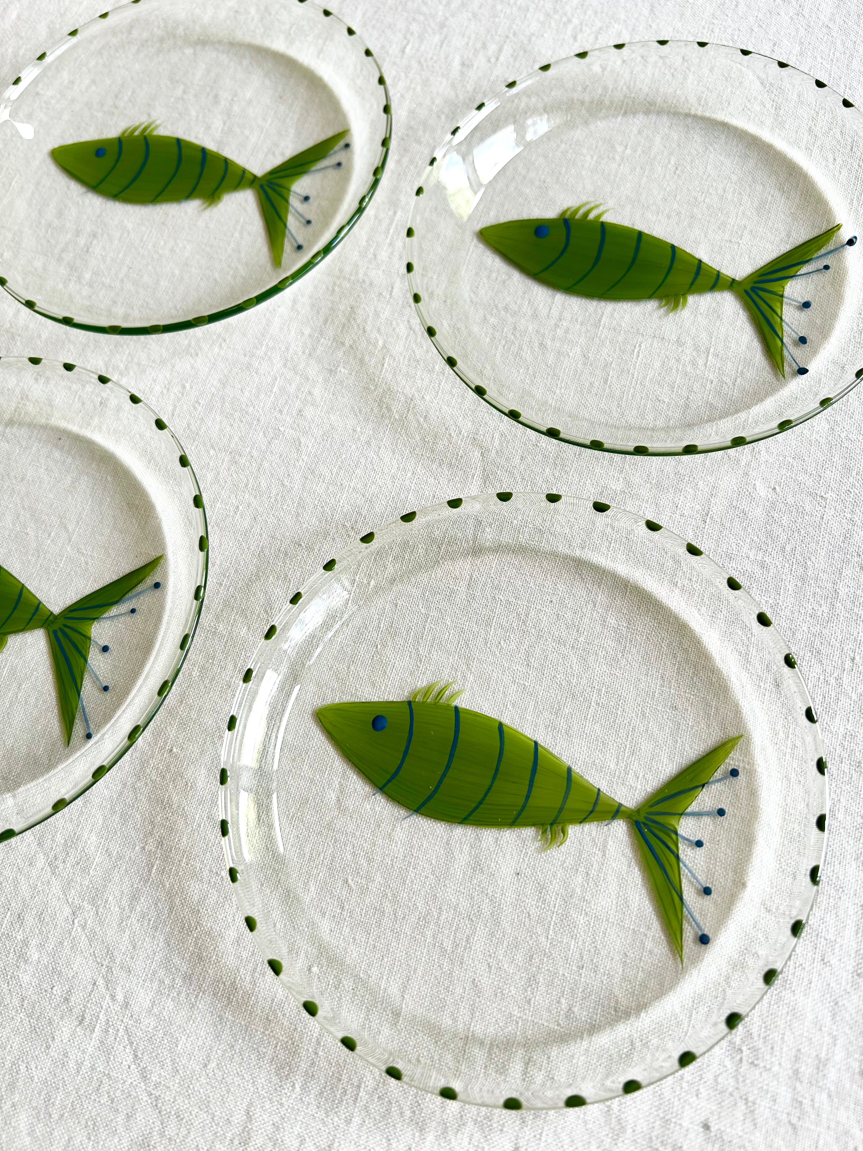 La Playa Bread Plate / Coasters  S/4 - Green Stripe - Image 2