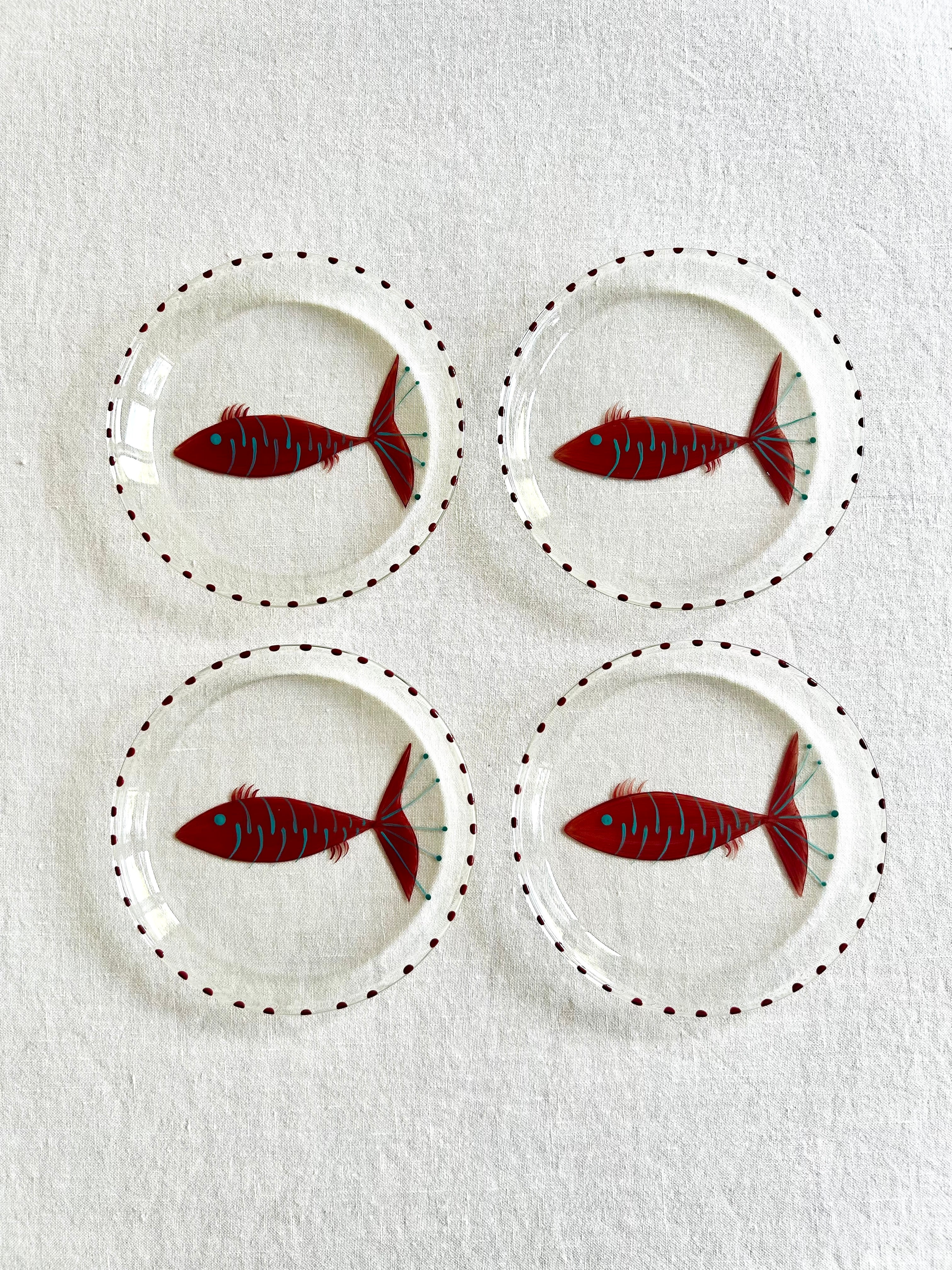 La Playa Bread Plate / Coasters S/4 - Red