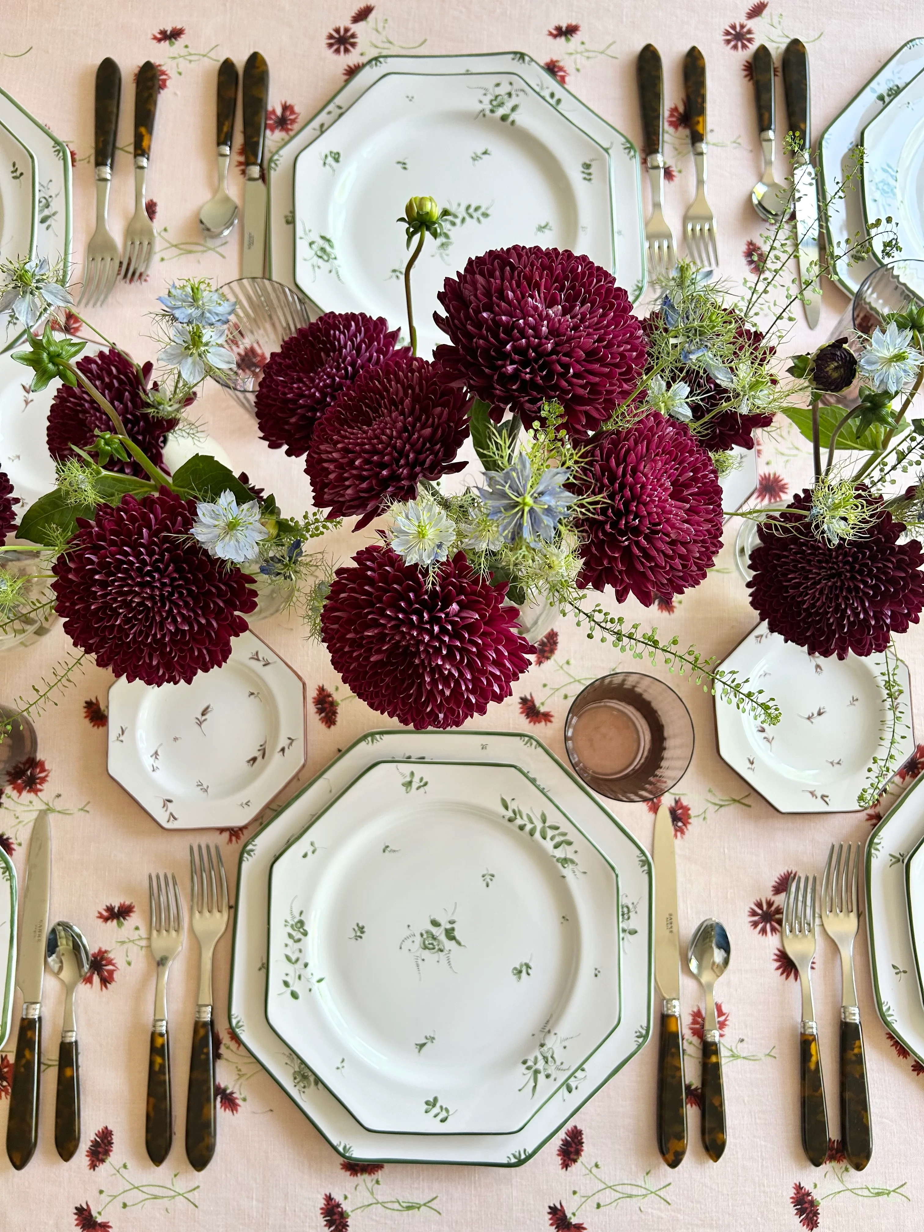 Louisa Cornflower Tablecloth - Burgundy - Image 2