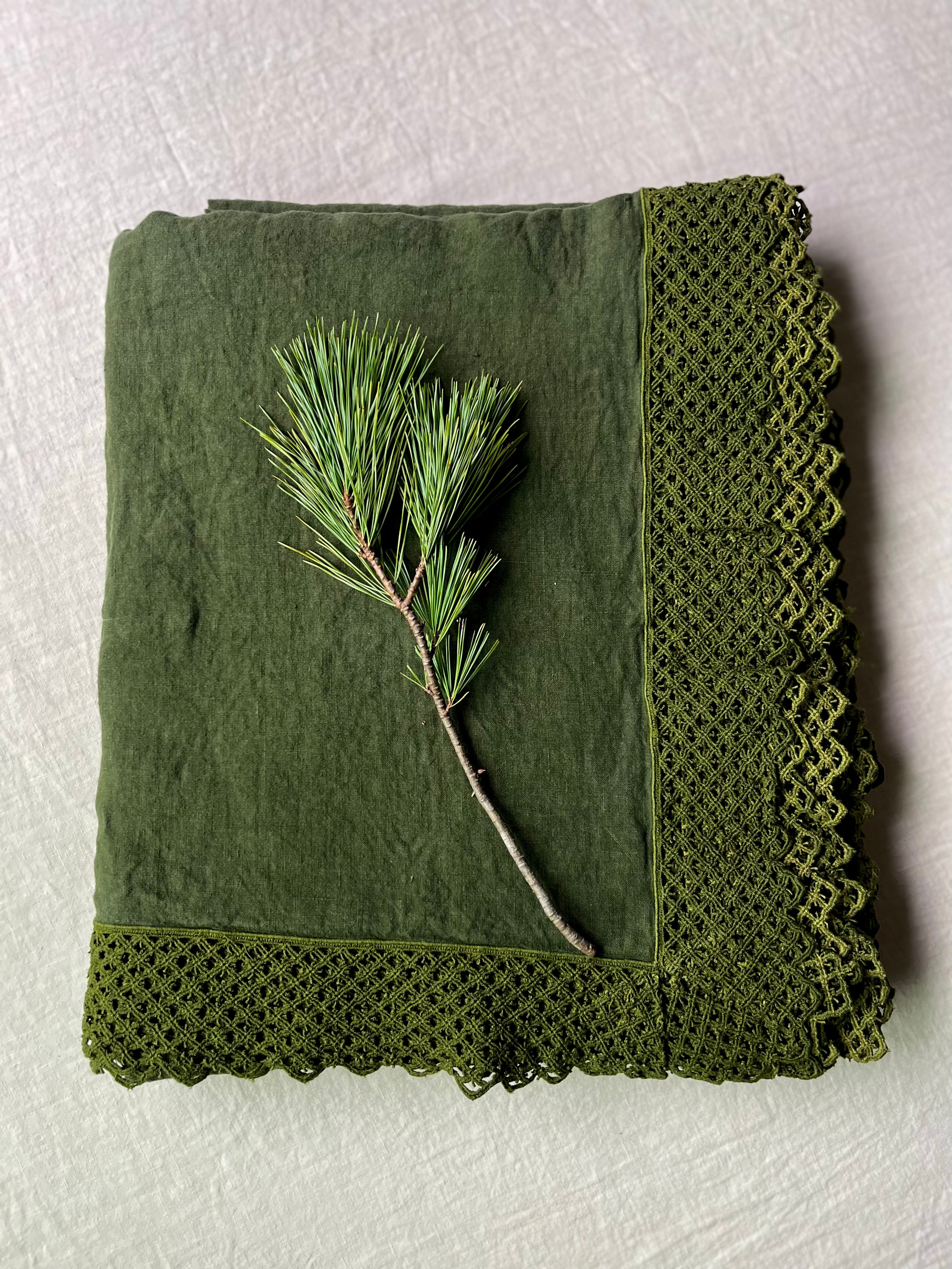 Milano Macrame Tablecloth 74 x 130" - Forest - Image 3