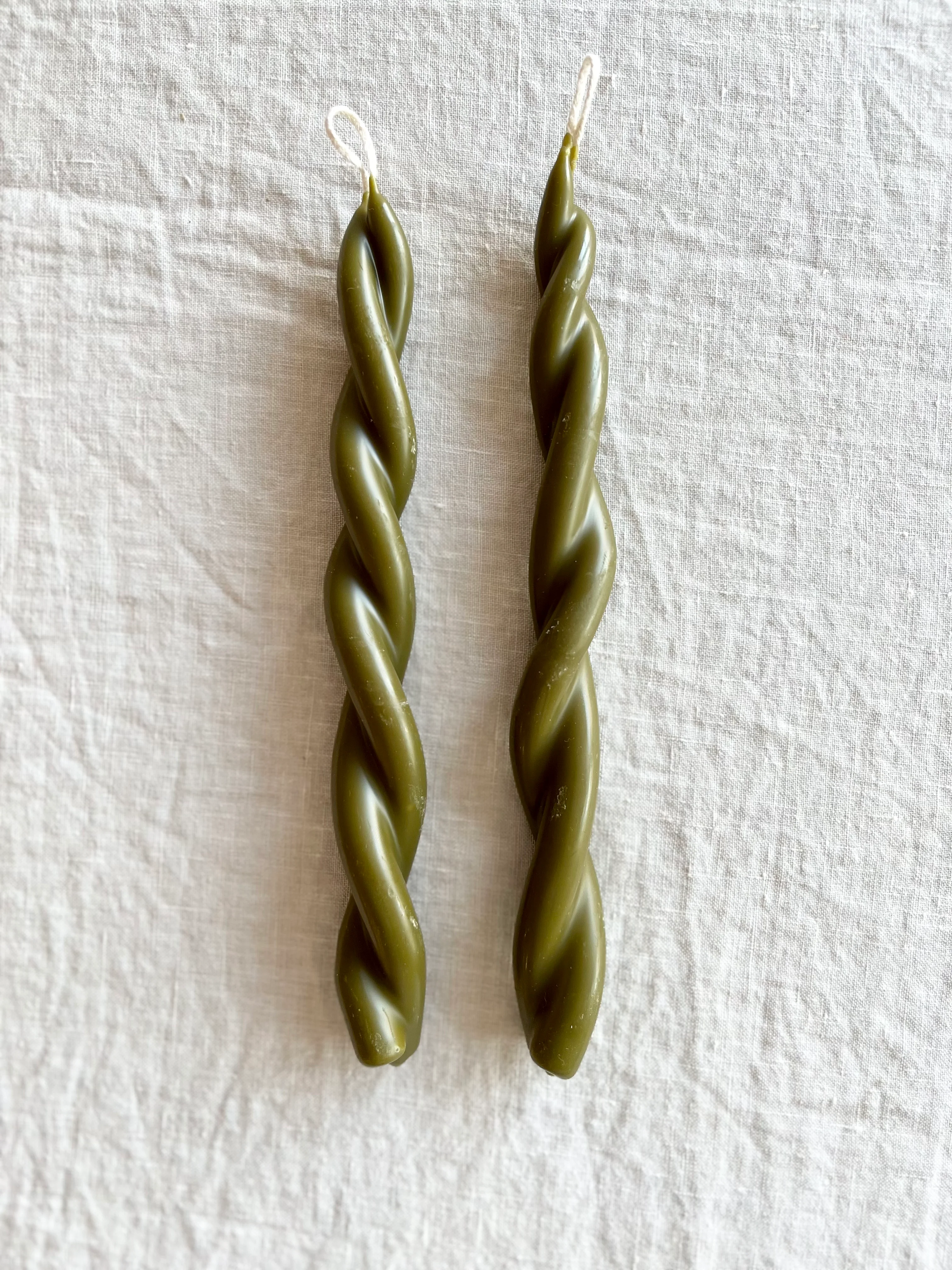 Moss Twist Taper Candles - S/2