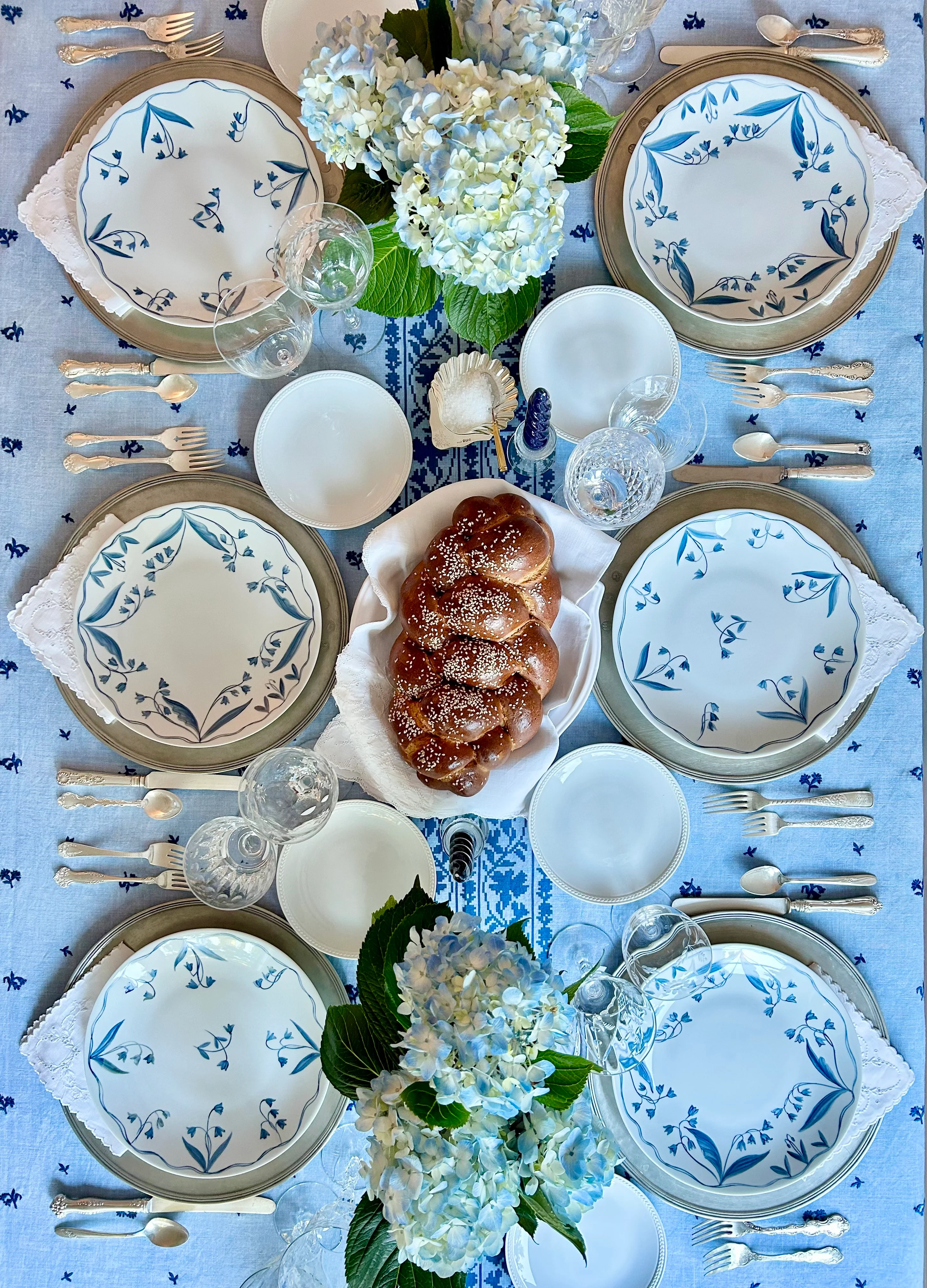 Odessa Embroidered Tablecloth - Lapis - Image 5