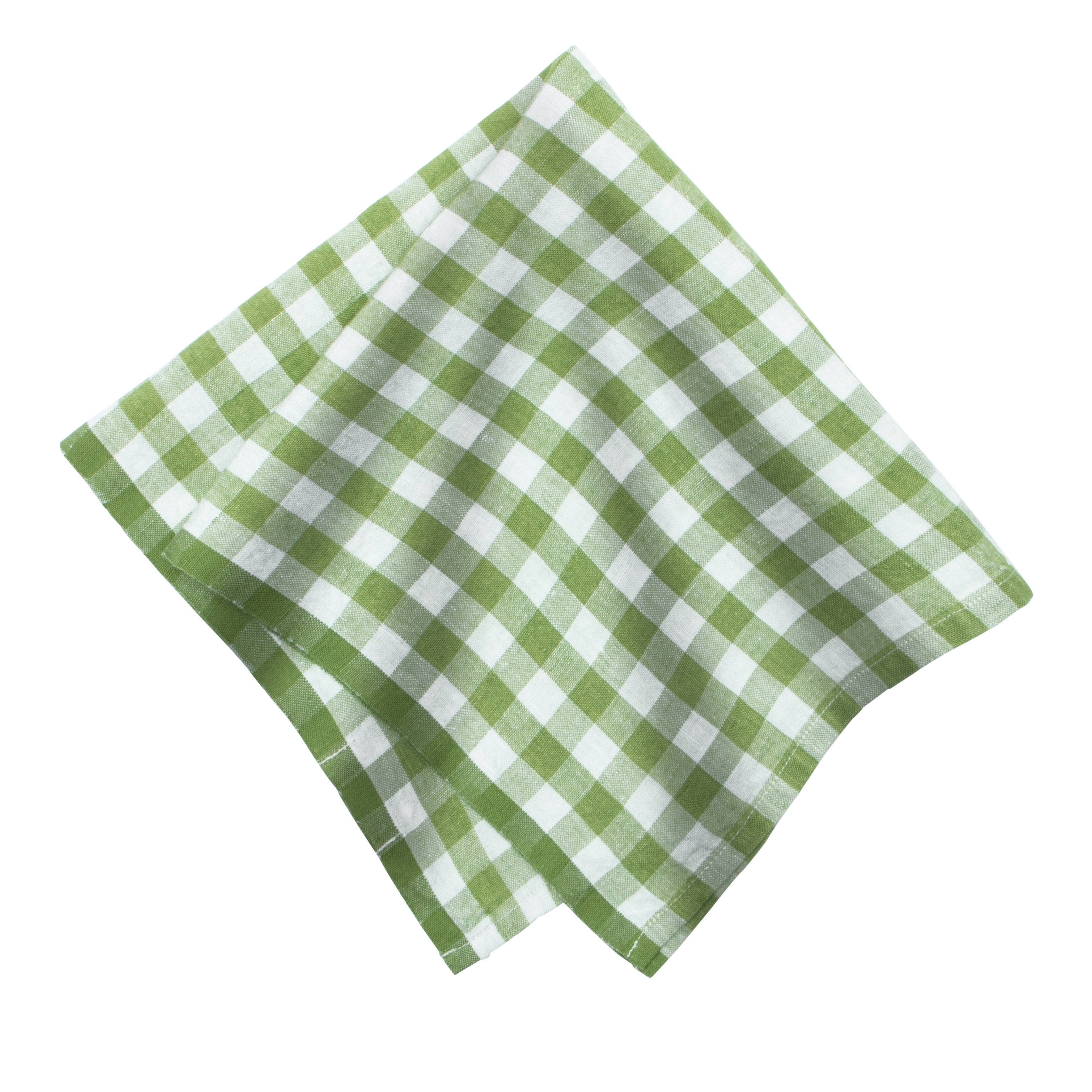 Gingham Belgian Linen Napkin- Basil - Set of 4 - Image 5