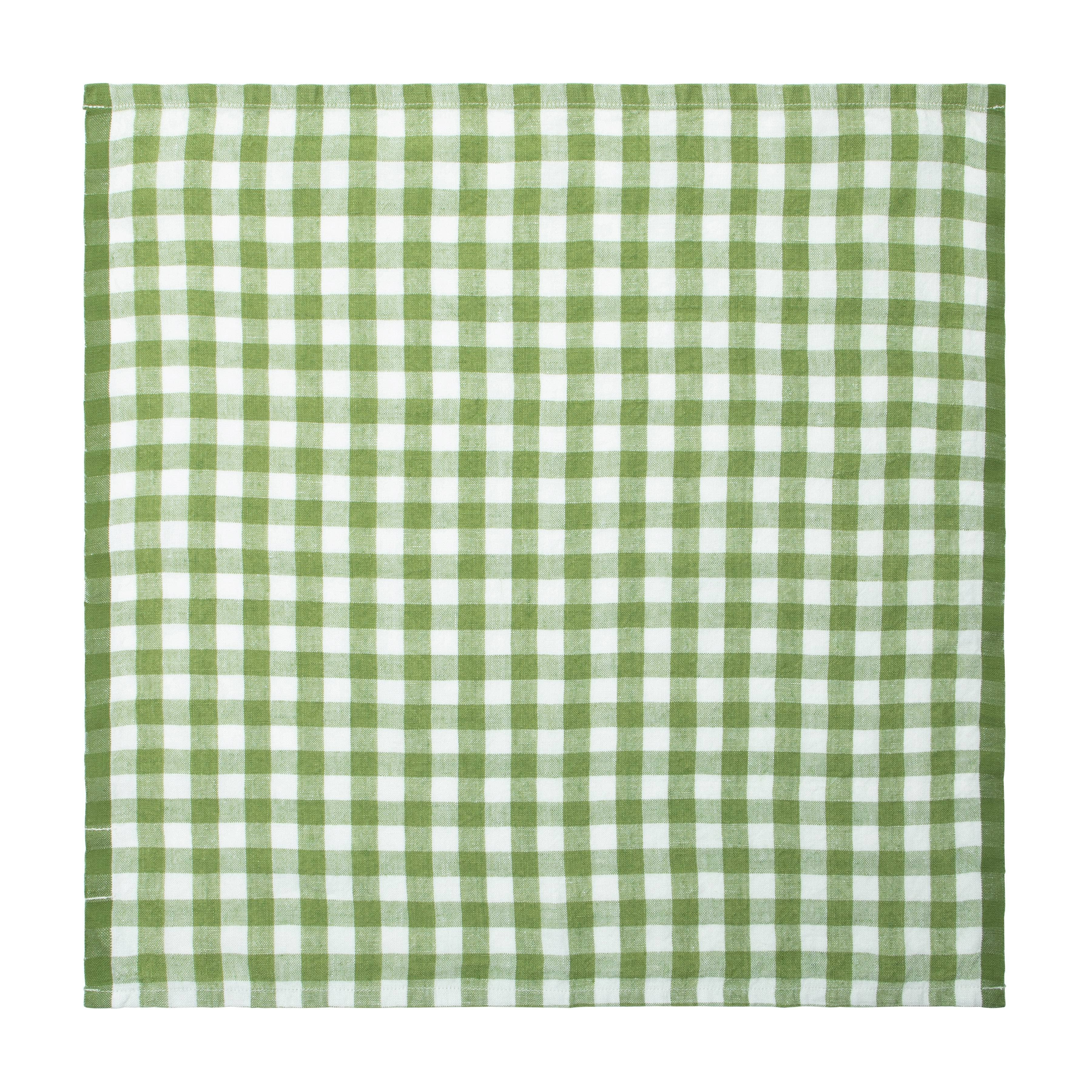 Gingham Belgian Linen Napkin- Basil - Set of 4 - Image 7