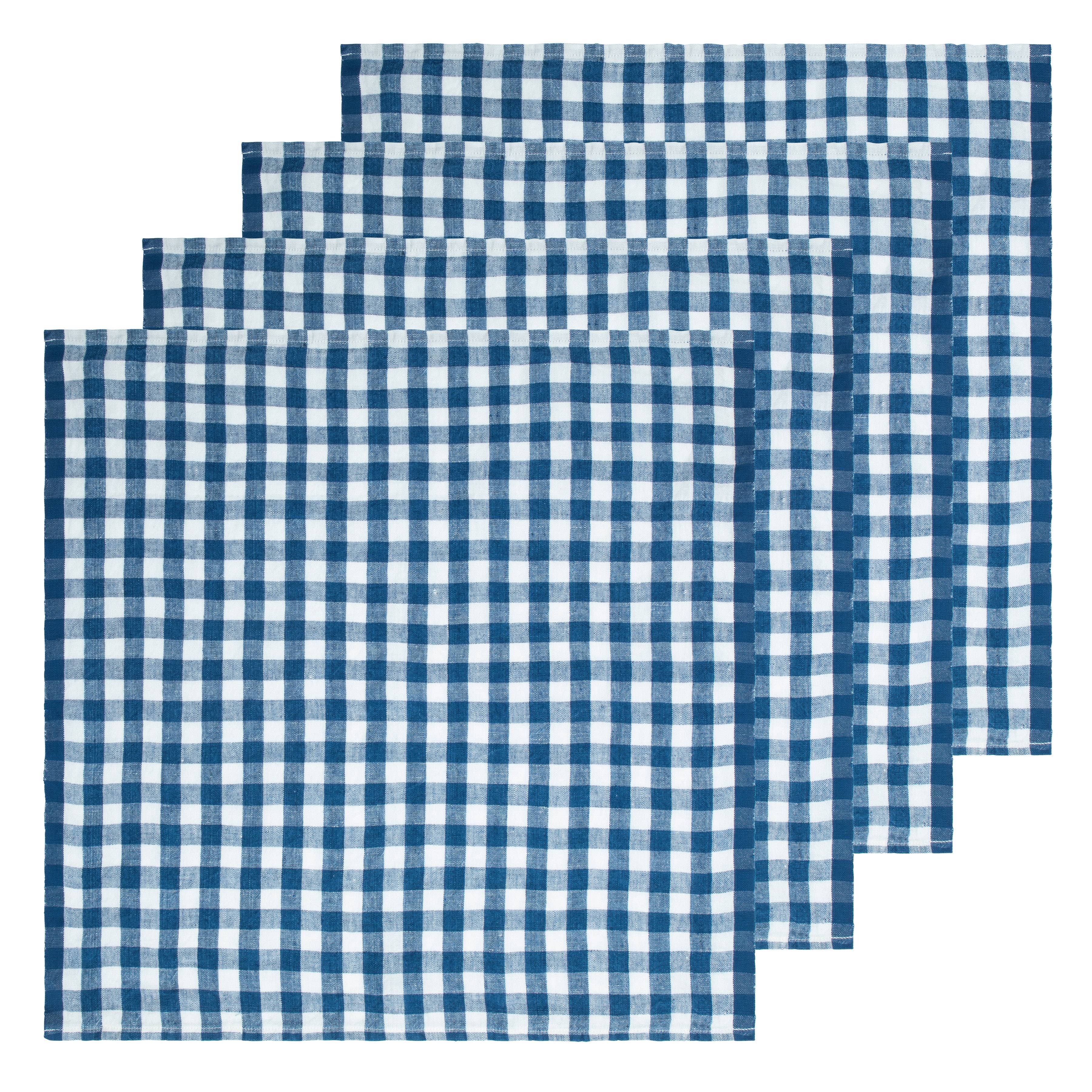 Gingham Belgian Linen Napkin - Blueberry - S/4 - Image 5