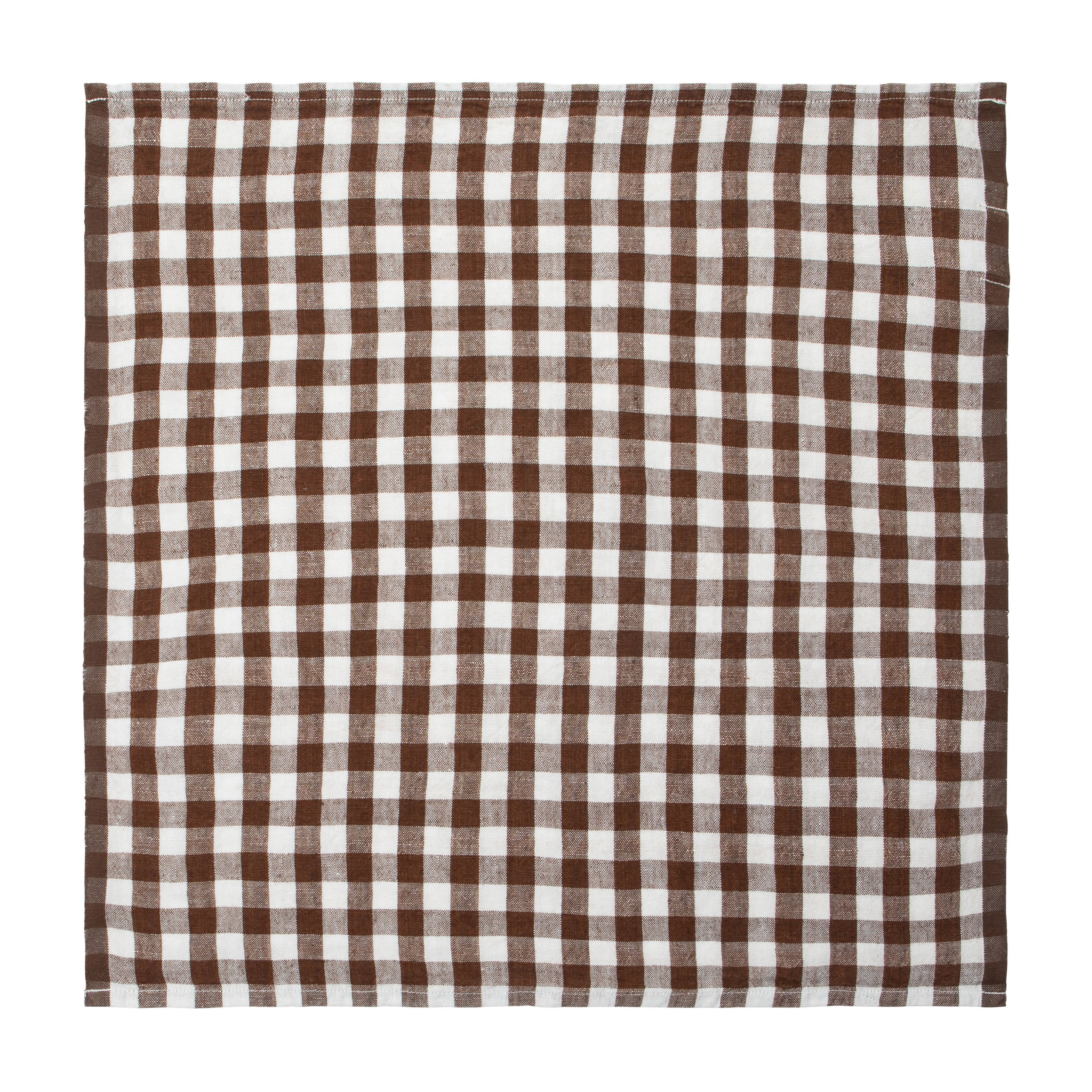 Gingham Belgian Linen Napkin - Walnut - S/4 - Image 6