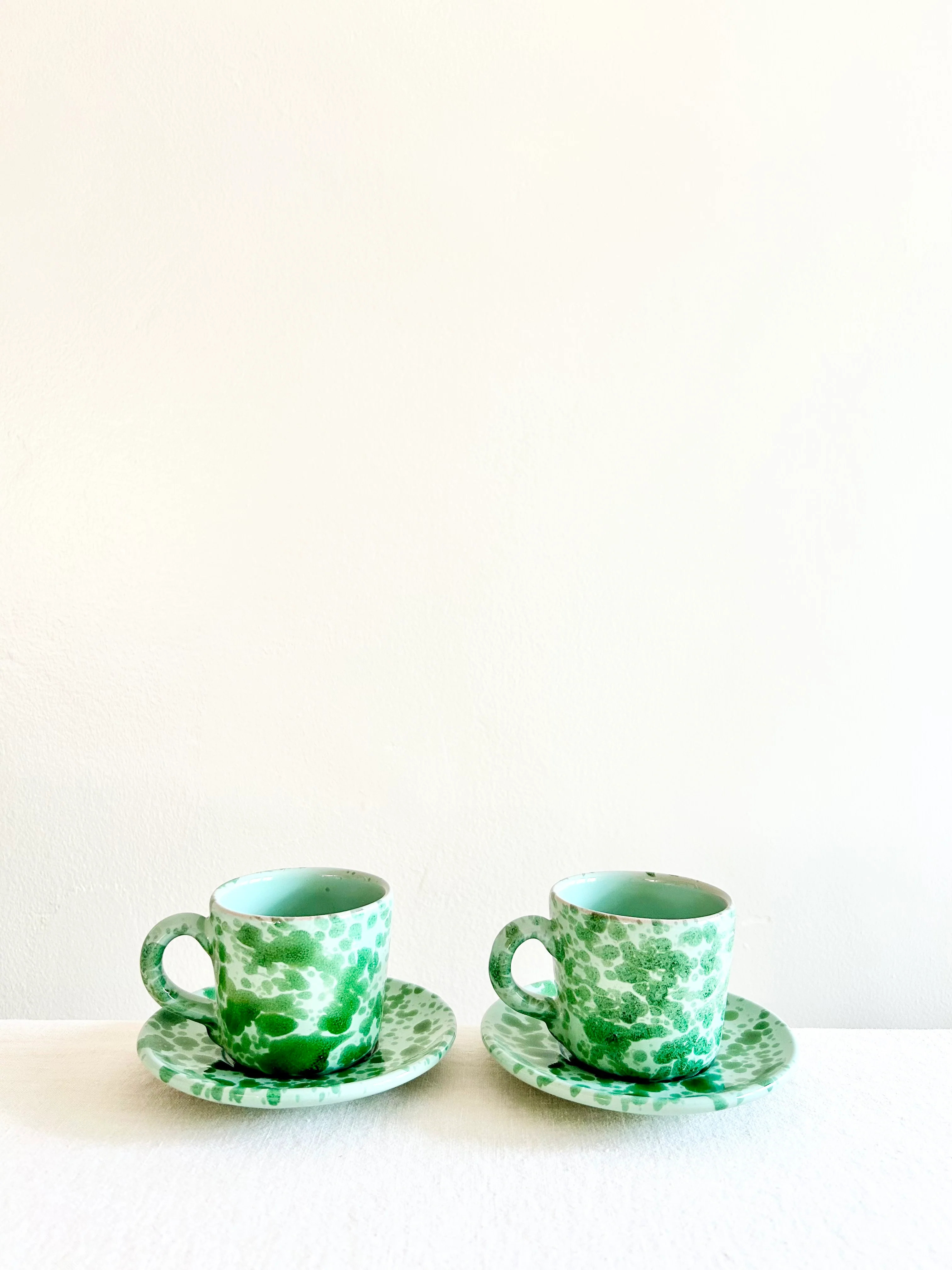 Pompeii Espresso Cup & Saucer - Jade - S/2