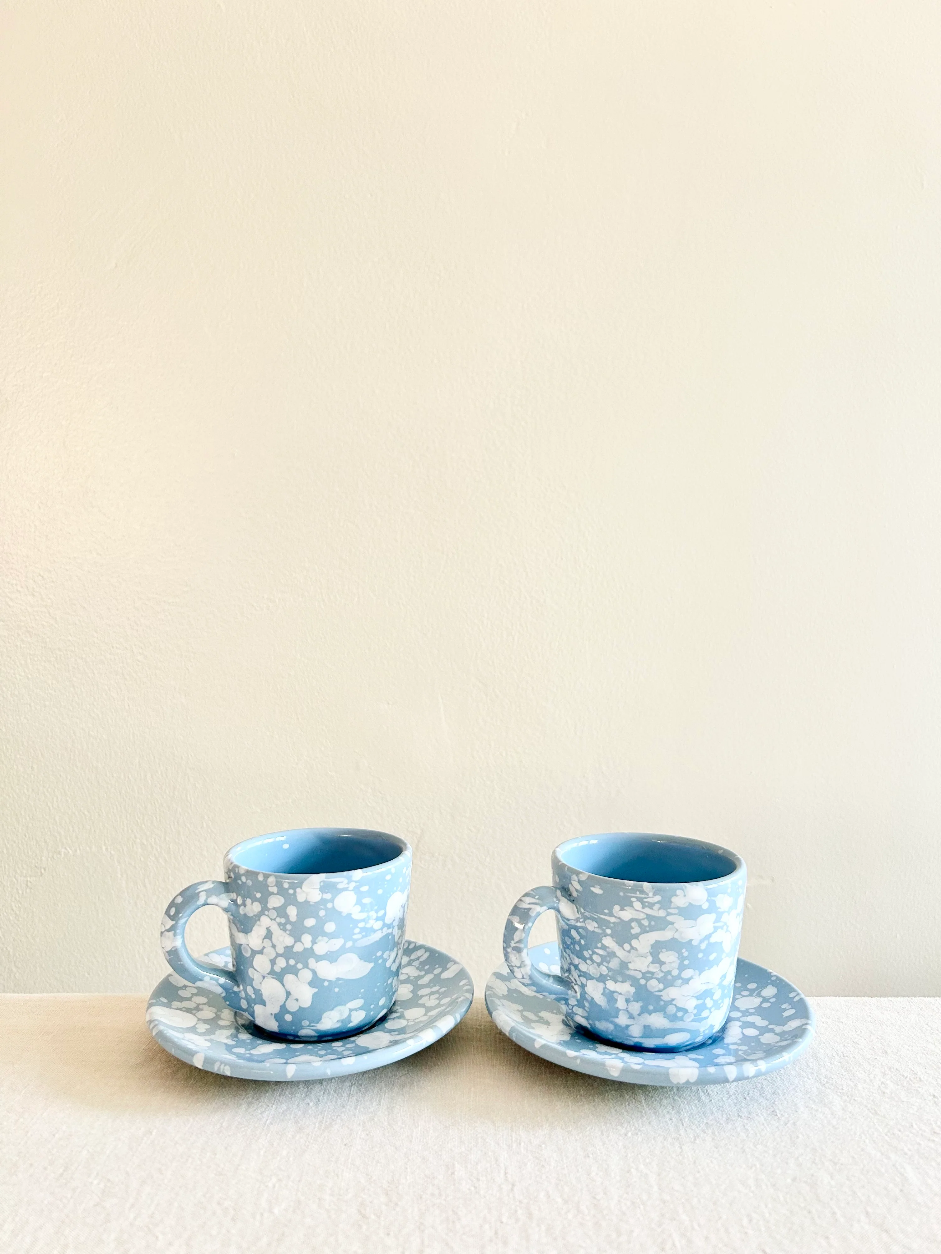 Pompeii Espresso Cup & Saucer - Sky- S/2
