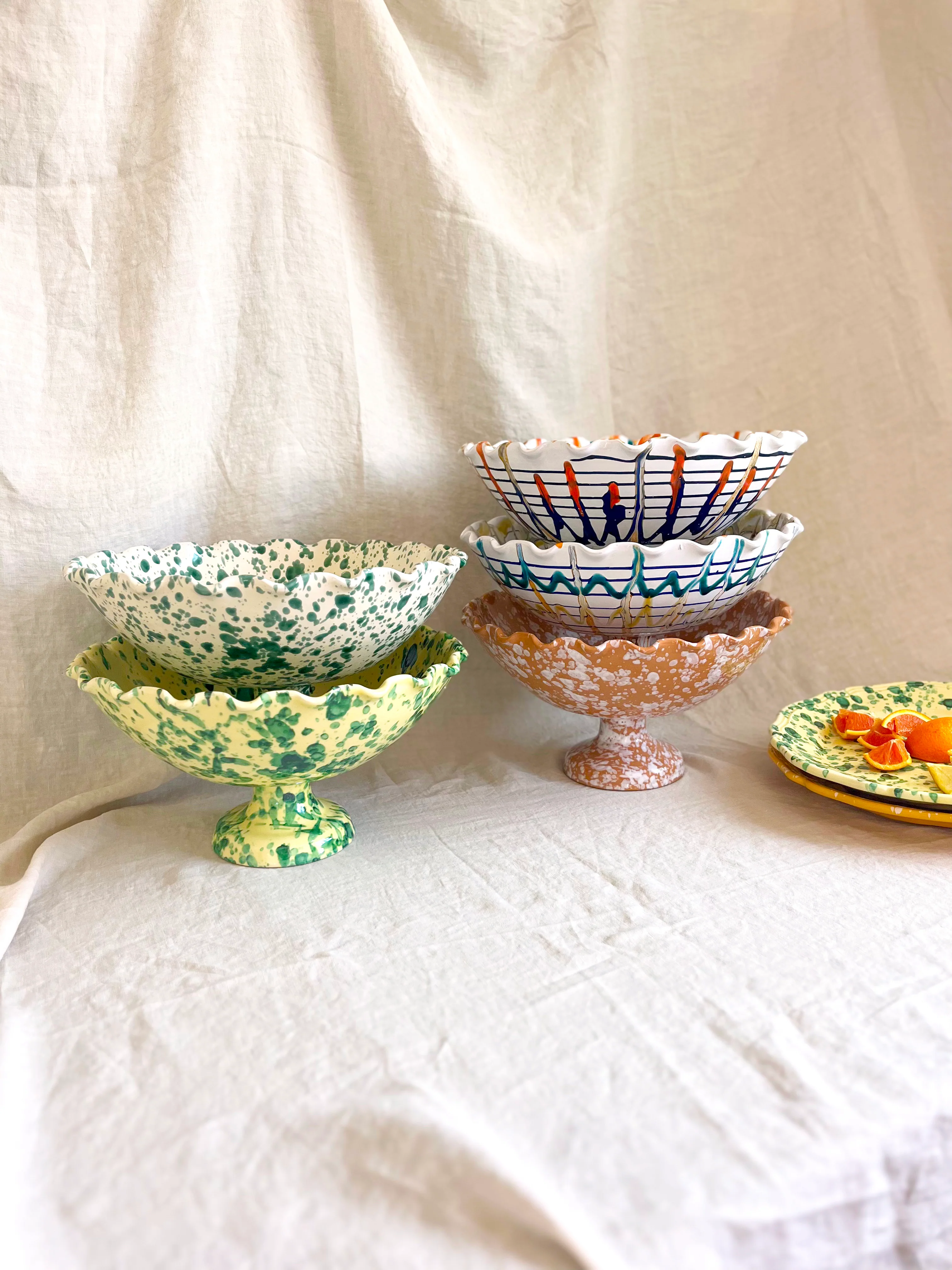 Pompeii Scalloped Compote - Emerald 13" - Image 2
