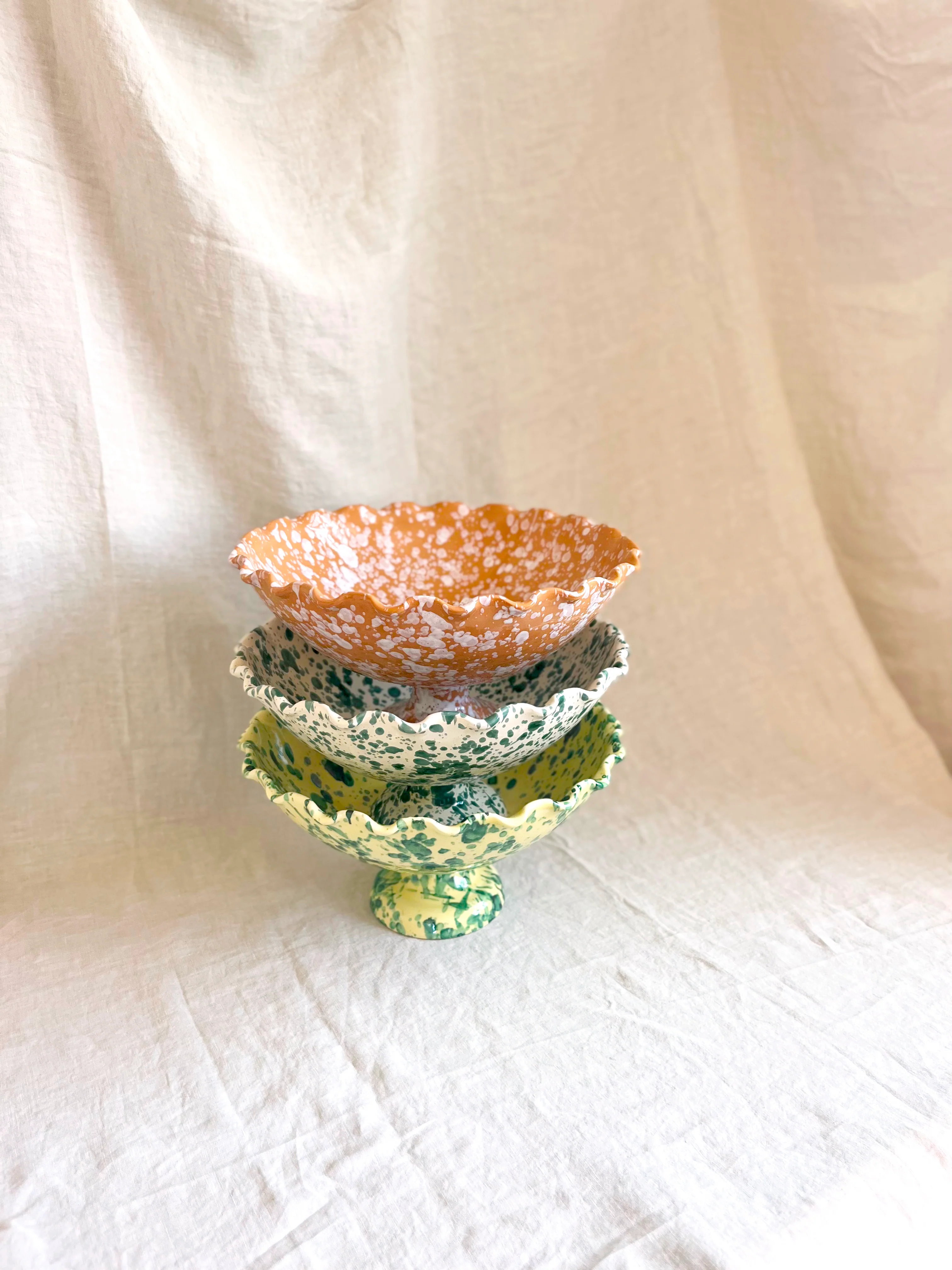 Pompeii Scalloped Compote - Emerald 13" - Image 3