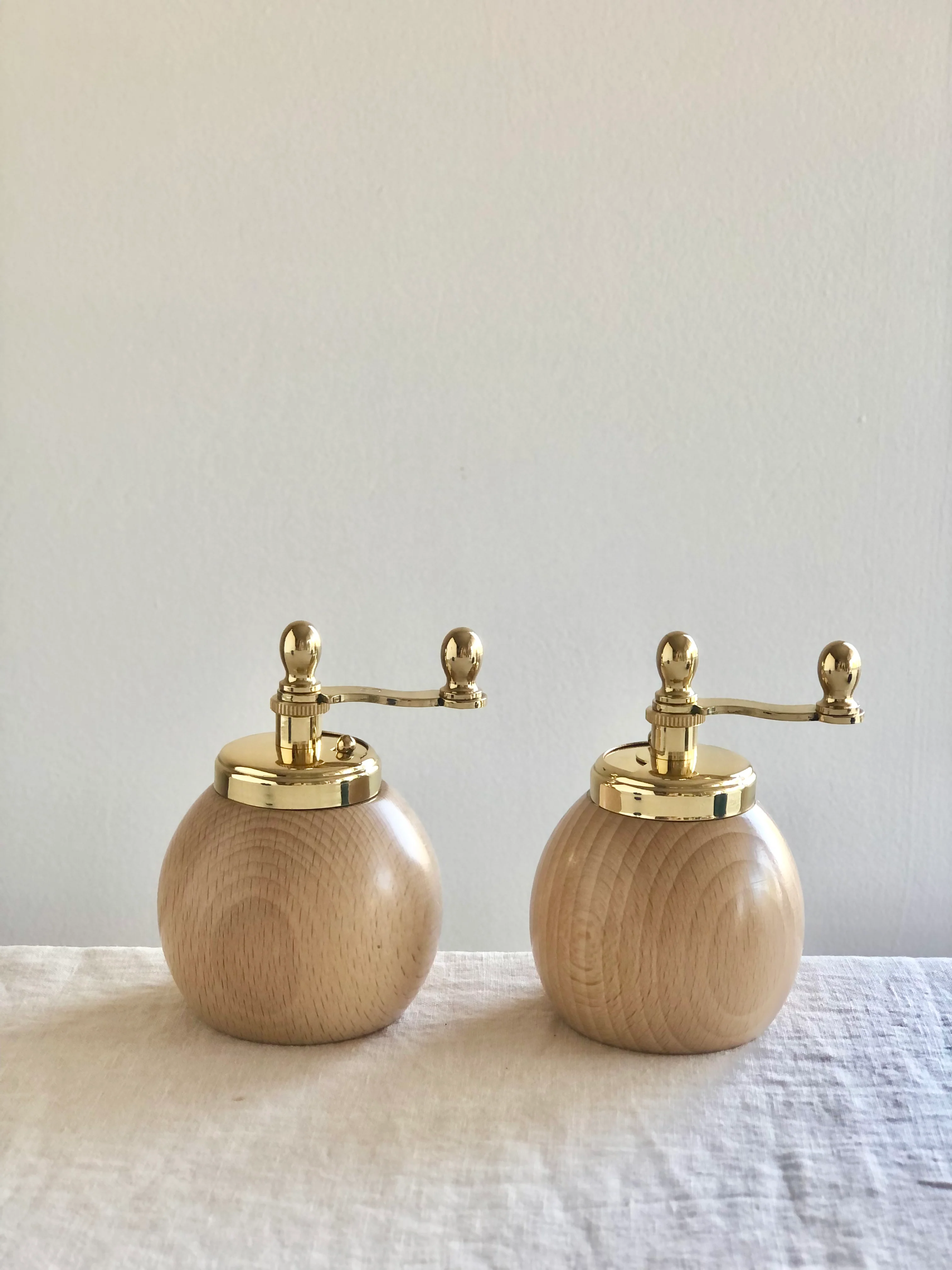Round Salt & Pepper MILLS - Beech & Brass