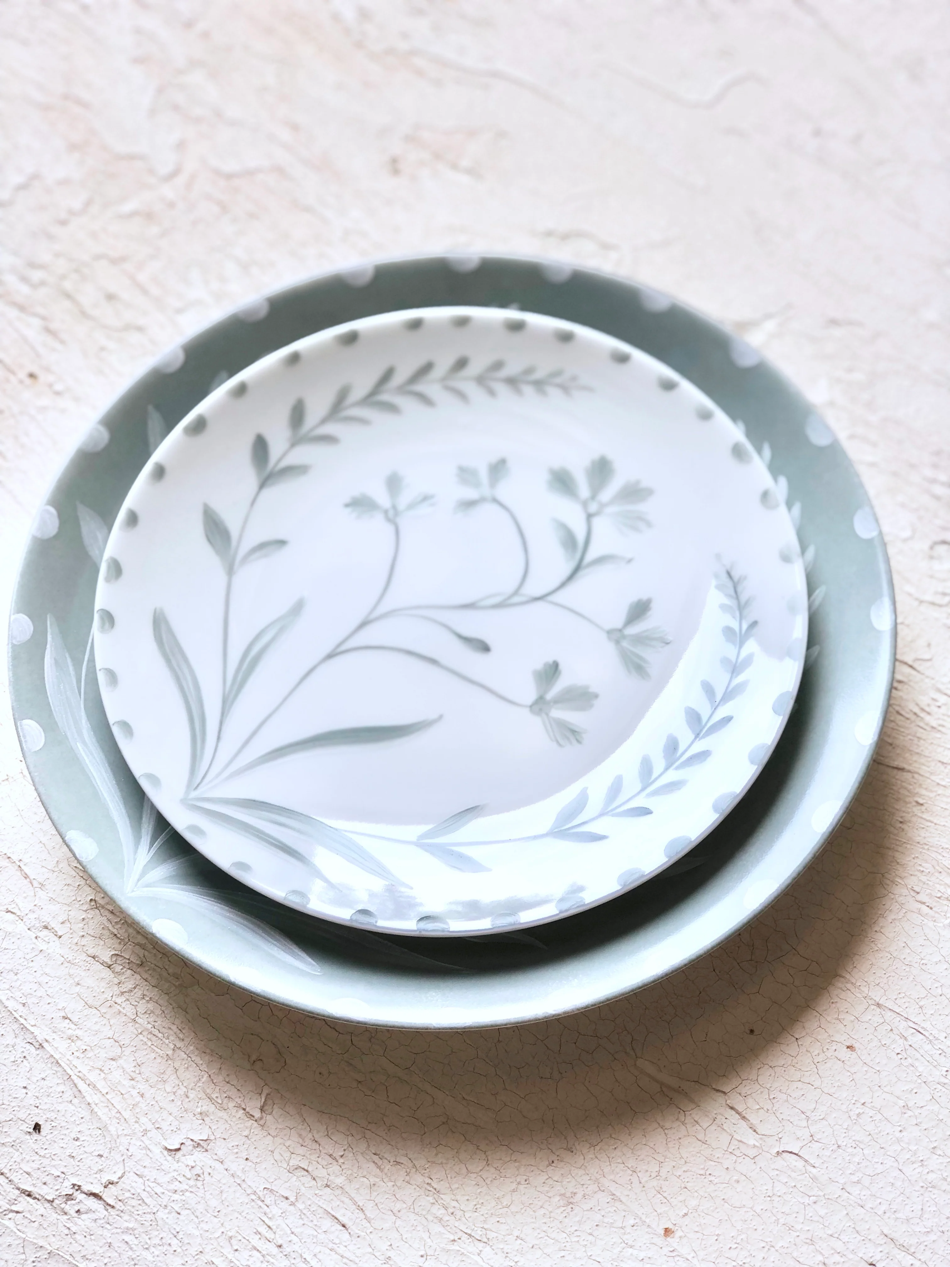 PRE- ORDER - Sage Bloom Reverse Dinner Plate - S/4 - Image 2