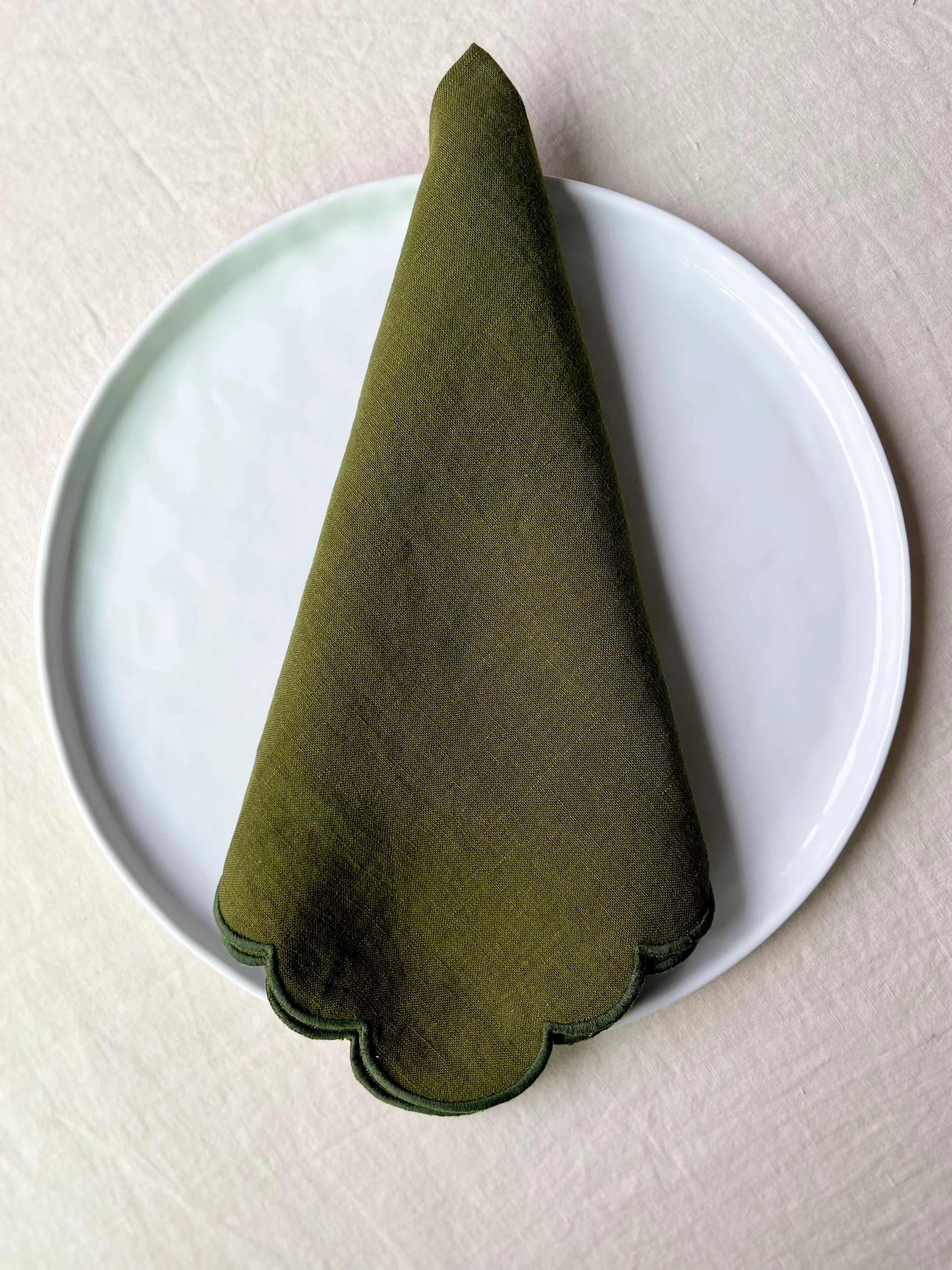 PRE-ORDER Scalloped Forest Napkins - S/4 - Image 3