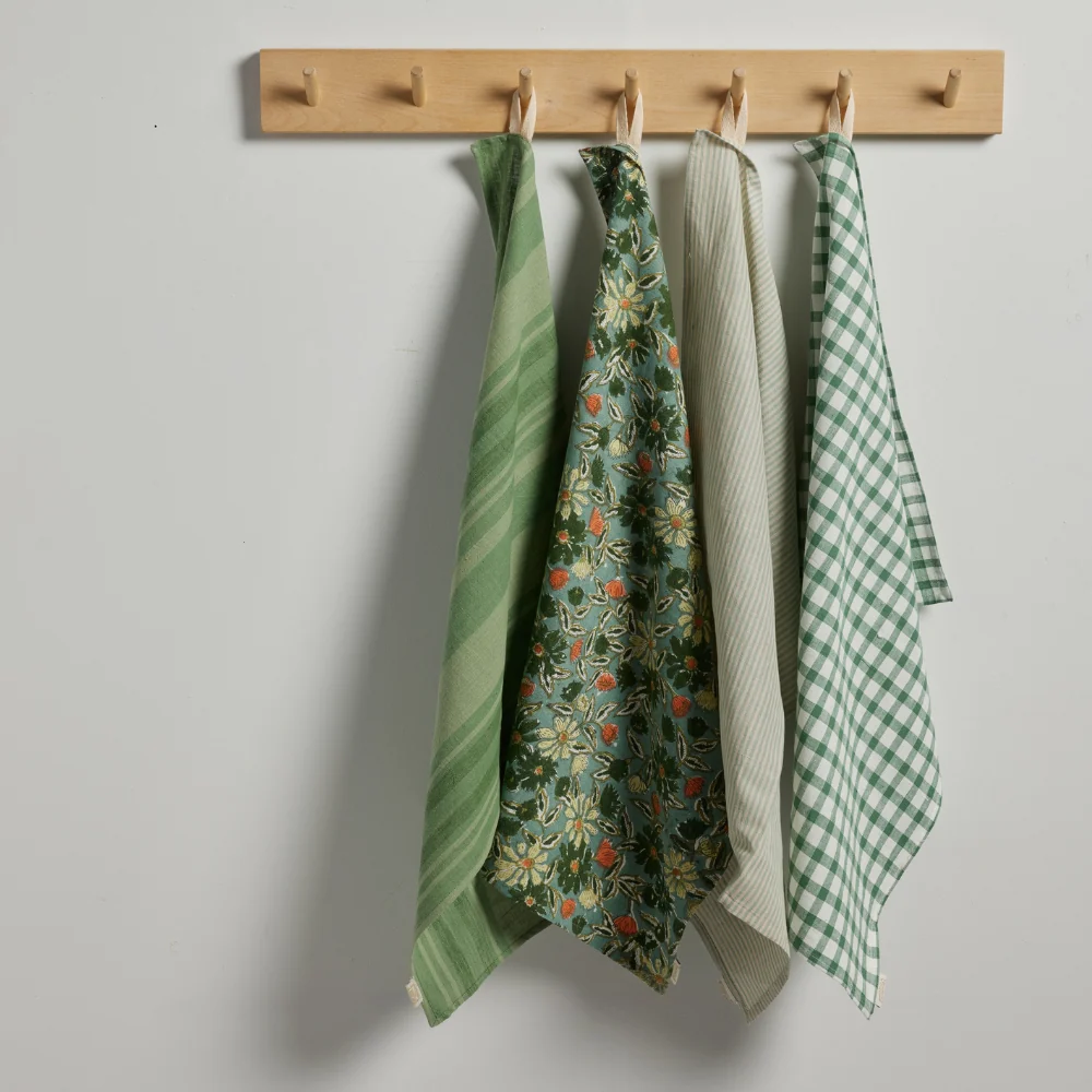 Mara Tea Towel - Blue Green Stripe - Image 3