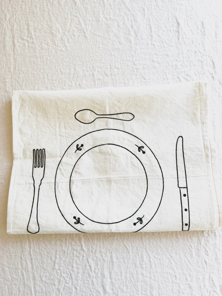 Tête-à-Tête Embroidered Linen Placemat - Image 3