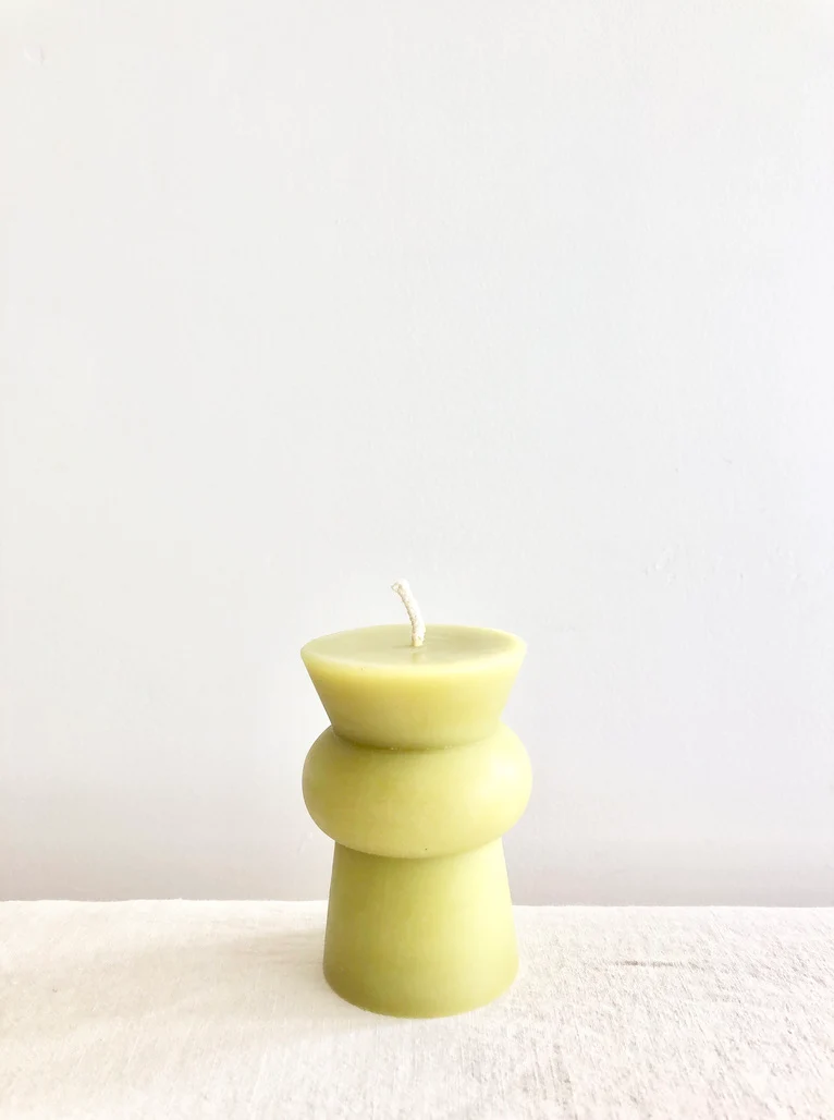 Totem Pillar Candle - Small Bamboo Green - Image 2