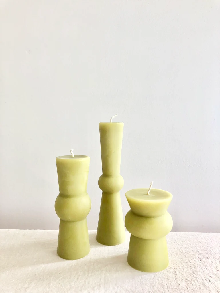 Totem Pillar Candle - Small Bamboo Green - Image 3